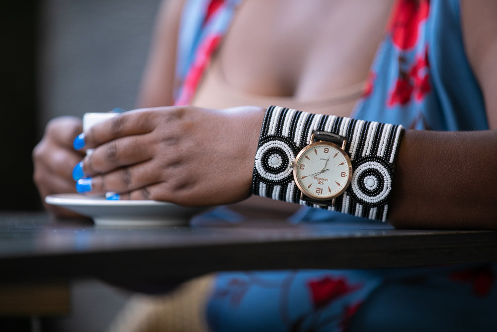
            
                Load image into Gallery viewer, Zebra Print Maasai Cuff Bracelet
            
        