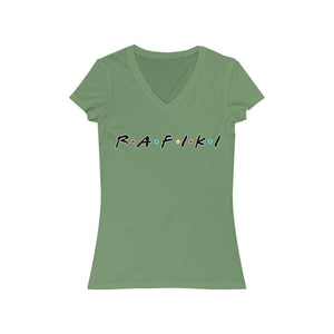 R.A.F.I.K.I (Friend in Swahili) Women's Jersey Short Sleeve V-Neck Tee