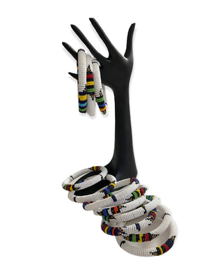 
            
                Load image into Gallery viewer, White Maasai Bracelets -Pair
            
        
